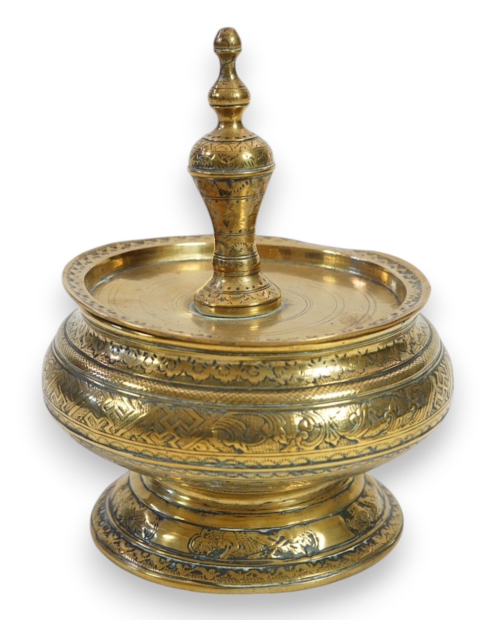 A 19th century Burmese bronze Offering bowl and cover